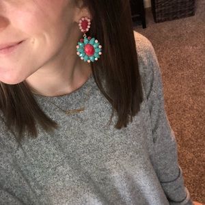 Pink and Turquoise Statement Earrings